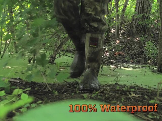 Men's Guide Gear® Waterproof 400 gram Thinsulate™ Ultra Insulated Canvas Top Rubber Boots Realtree AP® / Brown - image 3 from the video
